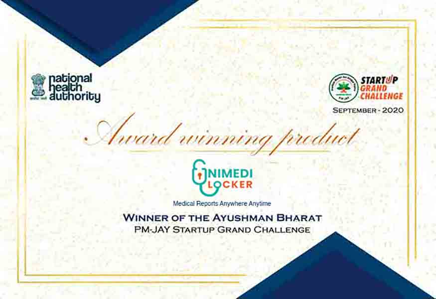Ayushman Bharat PM-JAY Startup Grand Challenge winner certificate
